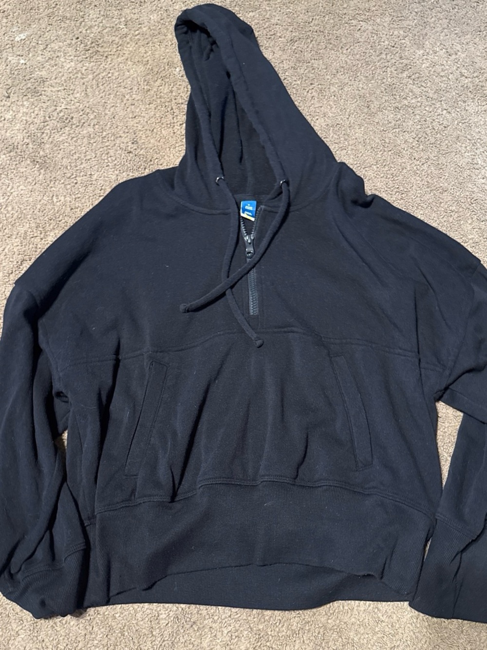 Old Navy Black Half-Zip Hooded Sweatshirt